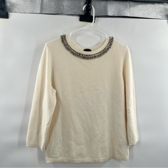 Talbots cashmere blend sweater cream size L - Picture 6 of 7